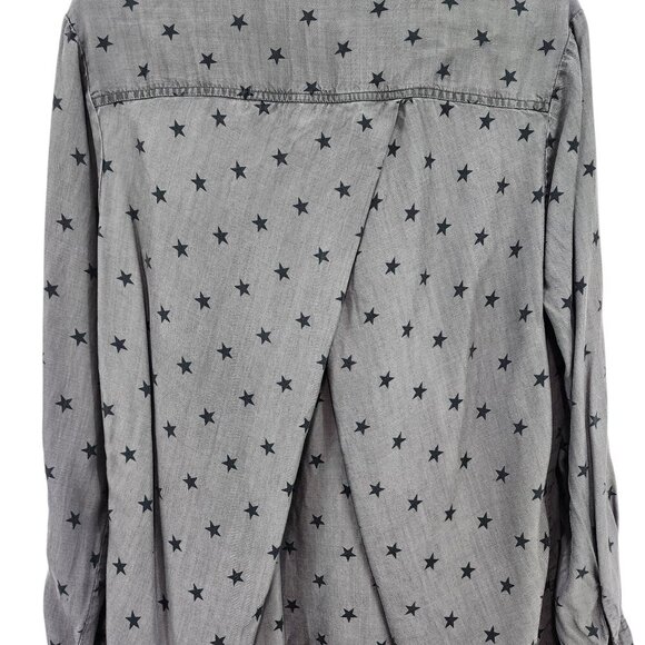 Billy T Women's Stars Button Front Long Sleeves Pocket Shirt - L - Picture 5 of 8